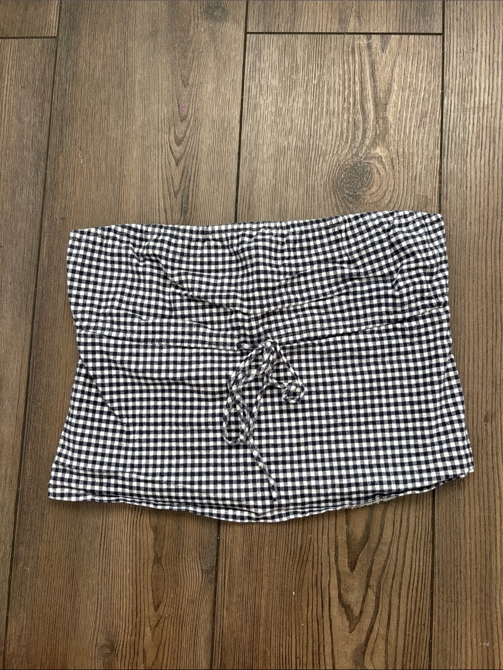 Brandy Melville Black and White Gingham Drawstring Women’s tube top